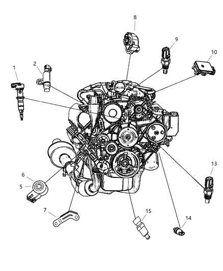 2007 Dodge Ram 1500 Sensors, Engine Diagram