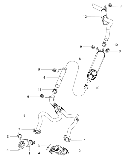 2014 Ram 1500 Exhaust Resonator And Tailpipe Diagram for 68092189AA