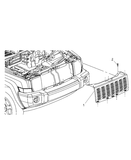 2008 Jeep Commander Grille Diagram for 68028123AA