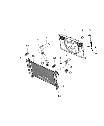 2020 Jeep Renegade Radiator Cooling Diagram for 68461974AA