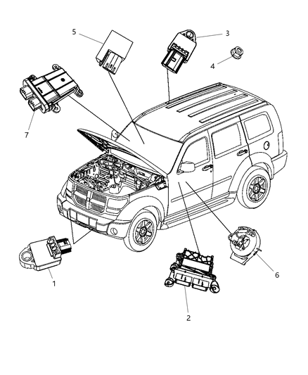 2009 Jeep Liberty Air Bag Modules Impact Sensor & Clock Springs Diagram