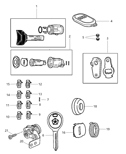 2003 Jeep Grand Cherokee Lock Cylinder & Keys Diagram