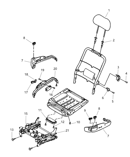2000 Chrysler LHS Shield Seat Adjuster Diagram for QY271AZAA
