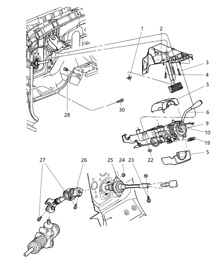 2005 Dodge Dakota SHRD Pkg-Steering Column Diagram for 5GW81ZJ8AE
