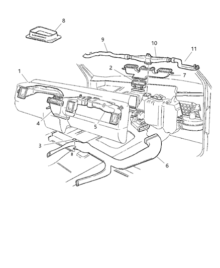 1998 Jeep Grand Cherokee Air Ducts & Outlets Diagram
