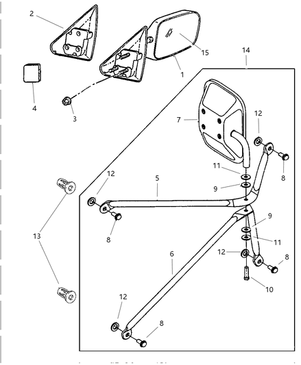 1997 Dodge Ram 2500 Mirror Outside Rearview Diagram for 55022240