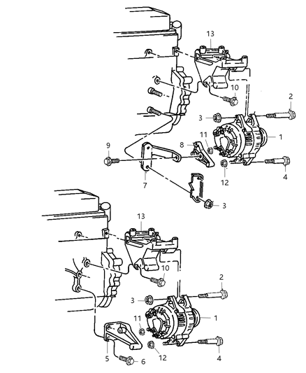 1998 Jeep Wrangler Bracket-ALTERNATOR And Compressor Diagram for 53010207