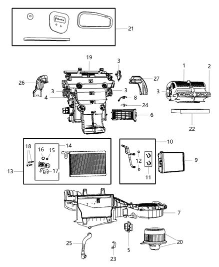 2013 Jeep Grand Cherokee A/C & Heater Unit Diagram