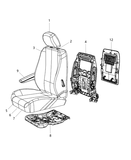 2014 Chrysler Town & Country Cover-Front Seat Back Diagram for 5LH95BD1AB