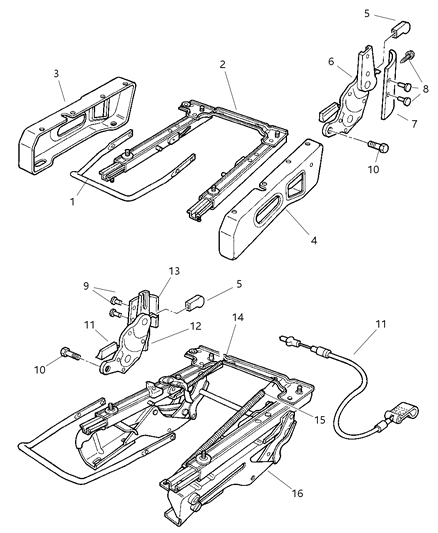 2002 Jeep Wrangler Recliner Front Seat Back Diagram for 5019787AA