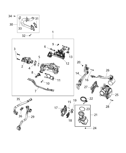 2018 Jeep Cherokee EGR Tube Gasket Diagram for 68256610AA