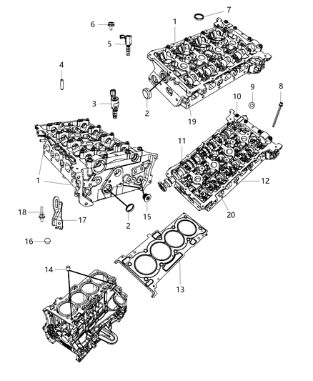 2015 Jeep Compass Gasket-Cylinder Head Diagram for 5189975AB