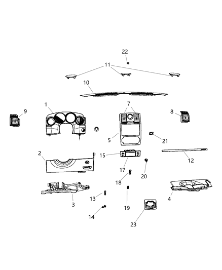 2008 Dodge Charger Instrument Panel Trim Diagram