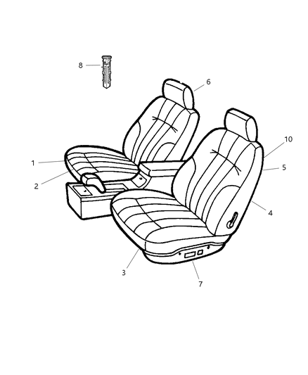 2004 Chrysler Concorde Seat Back Cover Diagram for ZK031T5AA