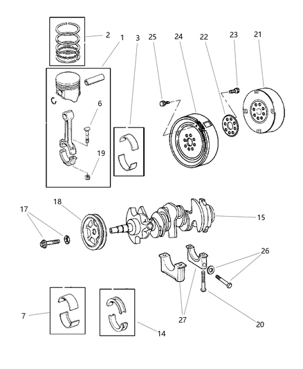 2001 Dodge Intrepid Crankshaft , Piston And Torque Converter Diagram 2