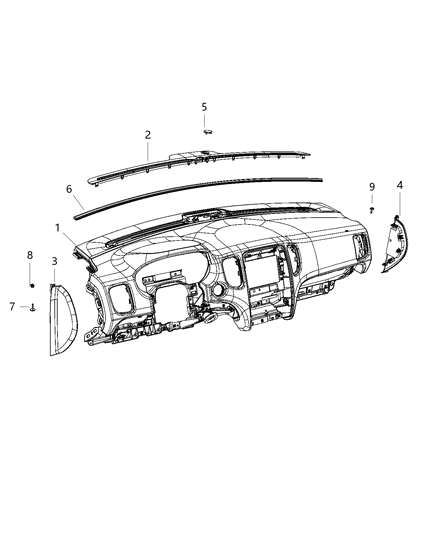 2021 Dodge Durango Instrument Panel & Structure Diagram 1
