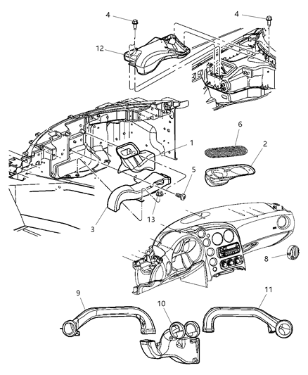 2008 Dodge Viper Ducts & Outlets Diagram