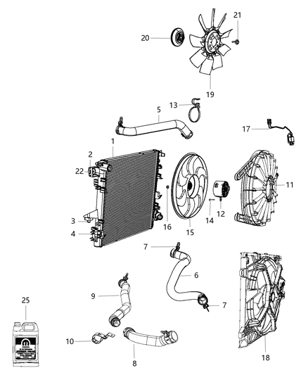 2015 Jeep Wrangler Radiator & Related Parts Diagram 1