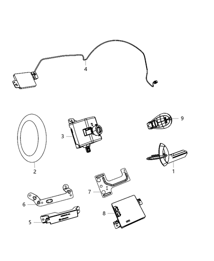 2014 Chrysler Town & Country Receiver Modules, Keys & Key Fob Diagram