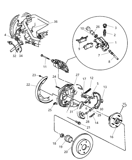 2000 Chrysler Cirrus Shoe Kit-Rear Disc Brake Diagram for 5066641AA