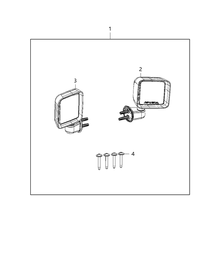 2018 Jeep Wrangler Outside Rear-View Mirror Right Diagram for 68081250AB