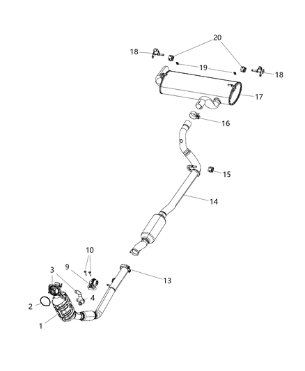 2018 Jeep Wrangler Exhaust Extension Pipe Diagram for 68251970AC