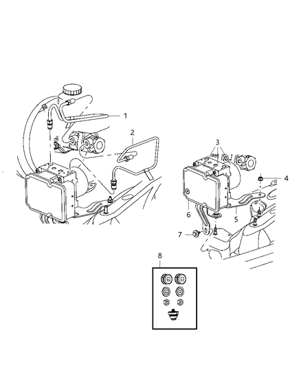 2012 Jeep Liberty Hydraulic Control Unit & Brake Tubes, To Master Cylinder Diagram