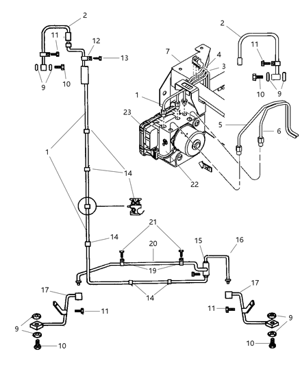 2002 Dodge Viper Anti-Lock Brake System Module Diagram for 5017905AA