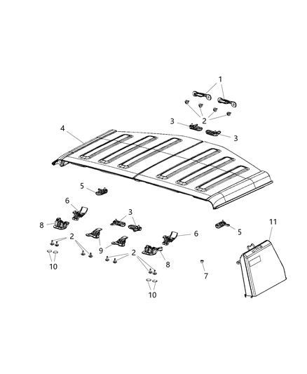 2021 Jeep Wrangler Hard Top Attaching Parts Diagram