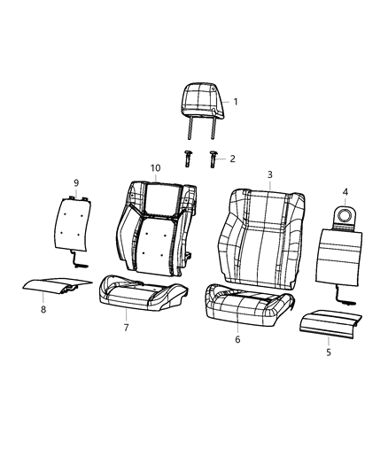 2020 Dodge Challenger HEADREST-Front Diagram for 5XH94LV5AA