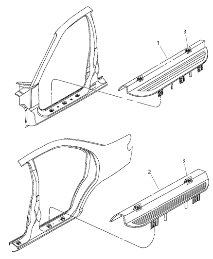 1998 Dodge Neon Scuff Plates - Front & Rear Diagram