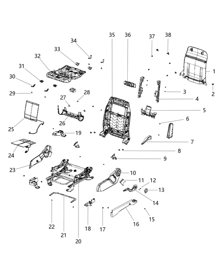 2015 Jeep Compass Adjusters, Recliners And Shields - Driver Seat - Manual Diagram