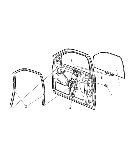 2001 Jeep Grand Cherokee Front Right Passenger Side Power Window Regulator Diagram for 55363286AA