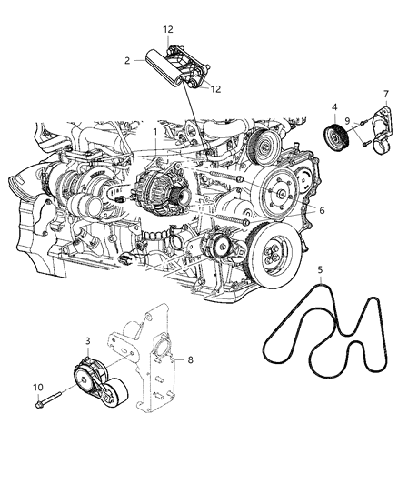 2010 Dodge Ram 3500 Alternator & Related Parts Diagram