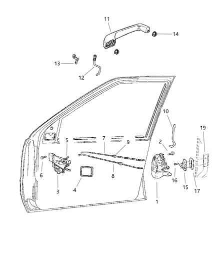 1998 Jeep Grand Cherokee Gasket-Remote Control Handle Diagram for 55075619AB