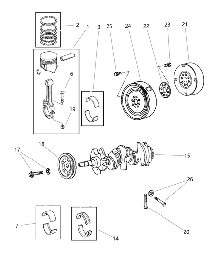2000 Chrysler LHS Crankshaft , Piston And Torque Converter Diagram 2