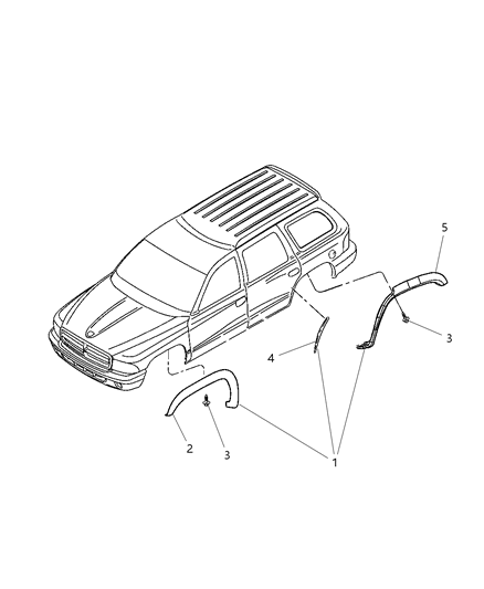2000 Dodge Durango MOULDING Kit-Wheel Lip Opening Diagram for 82204182