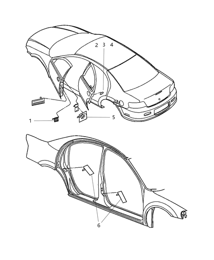 2005 Chrysler Sebring Doors & Pillars Diagram