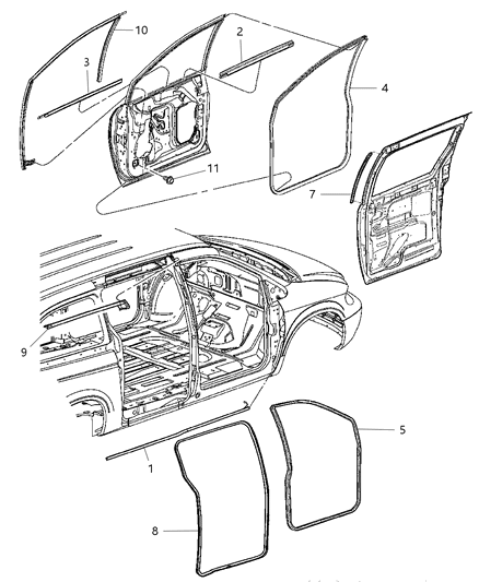 2001 Chrysler Town & Country WEATHERSTRIP-Front Door Diagram for 4717728AB