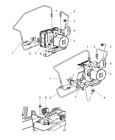 2007 Jeep Grand Cherokee Tube Assembly-Master Cylinder To HCU Diagram for 52124077AB