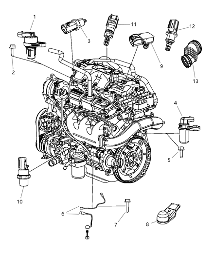 2010 Dodge Grand Caravan Sensors - Engine Diagram