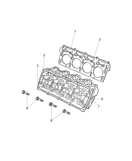 2008 Dodge Ram 3500 Cylinder Head & Cover And Rocker Housing Diagram 2