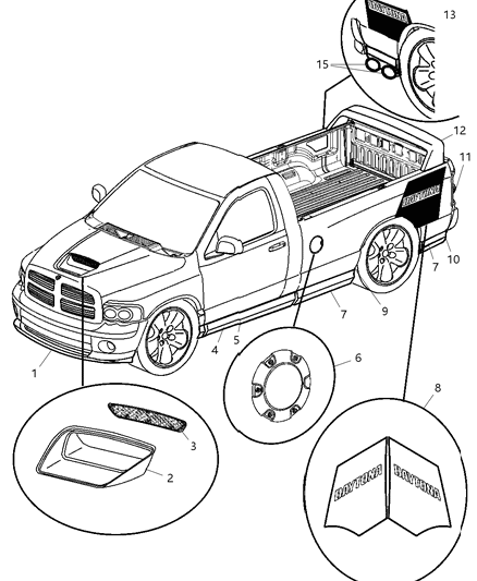 2005 Dodge Ram 1500 Liner Kit-Wheel Diagram for 82207367