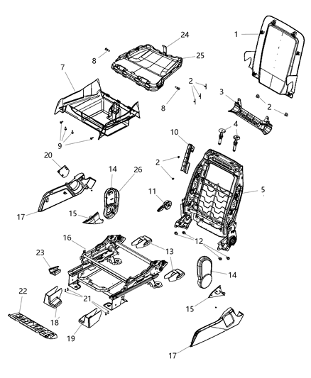 2010 Dodge Journey Adjusters, Recliners & Shields - Passenger Seat - Manual - Fold Flat Diagram
