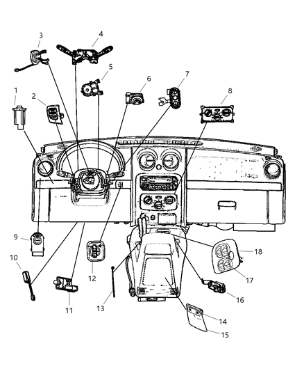 2006 Jeep Liberty Switches (Instrument Panel And Console) Diagram