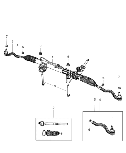 2014 Dodge Durango Rack And Pinion Gear Remanufactured Diagram for R5154729AF