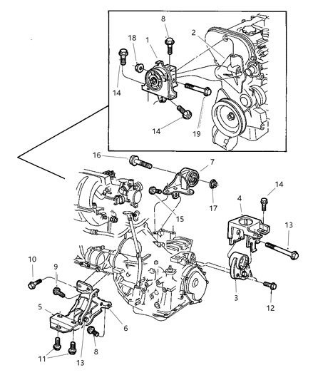 1998 Chrysler Town & Country Engine Mounts Diagram 1