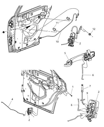 2006 Chrysler 300 Link-Inside Handle To Latch Diagram for 5065447AE