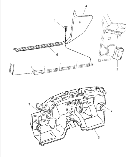 1998 Dodge Ram 1500 Cowl & Sill Diagram