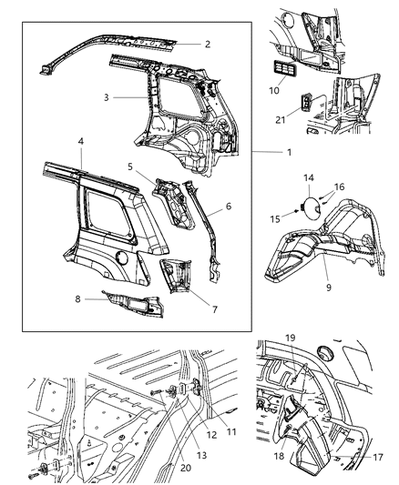 2010 Jeep Grand Cherokee Panel-TAILLAMP Mounting Diagram for 55394158AC